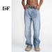 EF Denim | 2023 New Product, Korean Straight Jeans, Men's And Women's Same Small Design Split-ended Washed Trousers_mkmklike.com