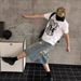 Men's Clothing High Street Trend Hole Brushed Niche Wide Leg Straight Denim Shorts_mkmklike.com