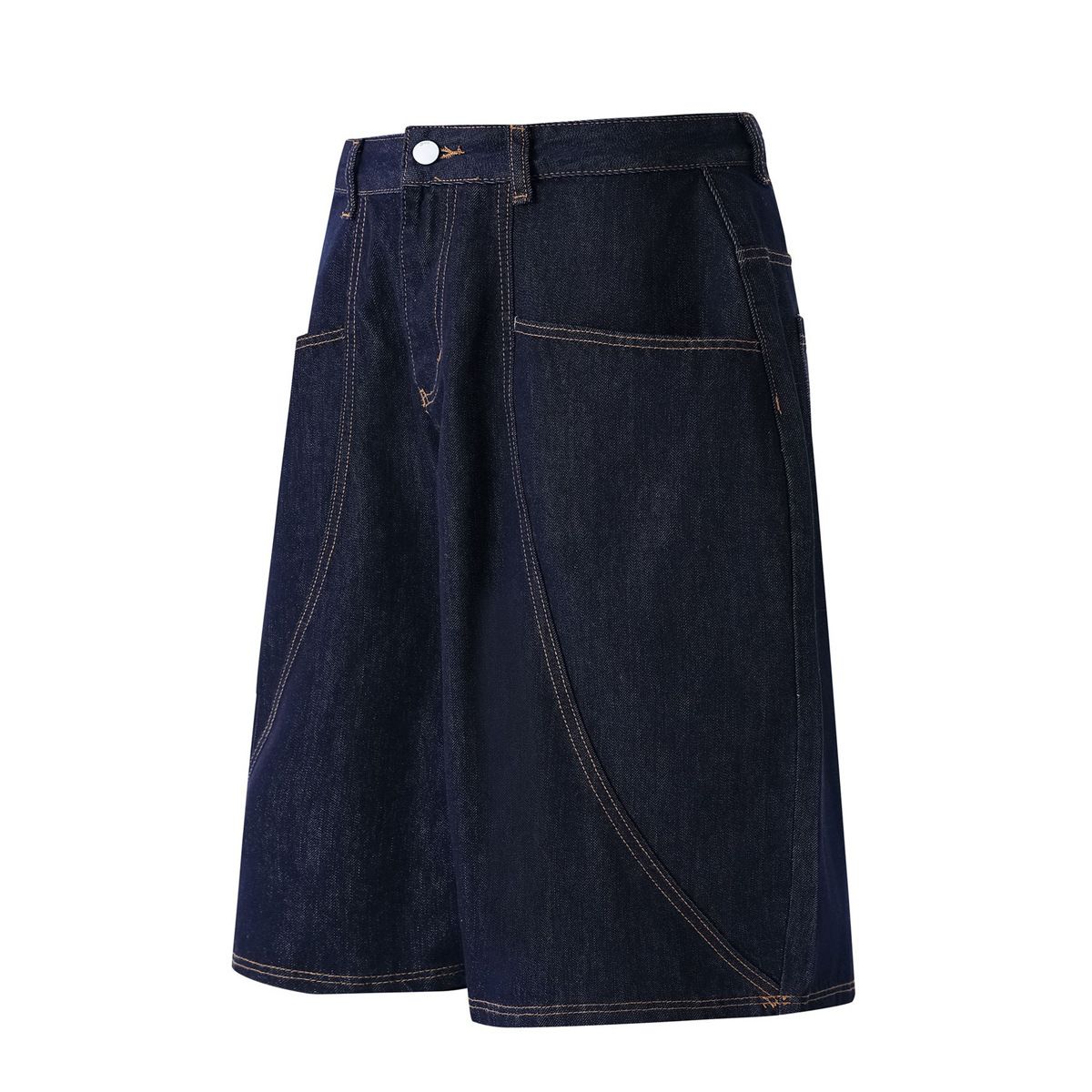 KOOSSOASIS American Vintage Denim Seven-Point Denim Shorts Men's And Women's Loose Straight Wide-Leg Eight-Point Pants Couple Casual Pants Tide_mkmklike.com