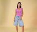 Vintage Washed Denim Mid-Rise Capri Pants For Women - Comfortable Straight-Leg Casual Shorts (S-XXL, Classic Blue/Black)_mkmklike.com