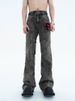 Retro-style Side-pleated Washed Distressed Jeans For Men, Loose Fit, High-waisted, Wide-leg, Floor-length Trousers_mkmklike.com