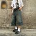 Retro Washed Denim Shorts American Summer Street Style Straight Wide Leg Distressed Casual Capri Pants for Men And Women_mkmklike.com