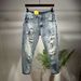 Men's Clothing Ripped Nine Point Jeans Thin Style Trendy Brand Slim Fit Skinny Pants_mkmklike.com