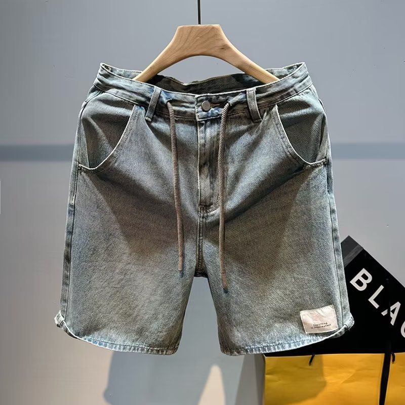 Men's Clothing Straight Blue Thin Jeans Ins Summer Daily Wear Shorts Japanese Lazy Five Point Shorts_mkmklike.com