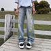 2025 New Design Embroidered Denim Trousers Men And Women High Street Casual Trousers Loose Drape Wide Leg_mkmklike.com