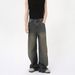 Men's Clothing Retro Loose Fit Jeans For Men Washed Casual Straight Leg Wide Leg Floor Length Pants For Formal & Casual_mkmklike.com