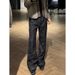 Men's Retro Flared Straight Leg Jeans High Street Style Spring Autumn Loose Fitting Versatile Curved Blade Long Pants_mkmklike.com