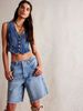 K Women's Short Denim Top, Women's Waist Cinched, Sexy Deep V-neck Vest, Outerwear Vest_mkmklike.com