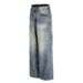 American Style Washed Vintage Denim Straight-Leg Pants Men's Trendy Frayed Loose Casual Trousers_mkmklike.com
