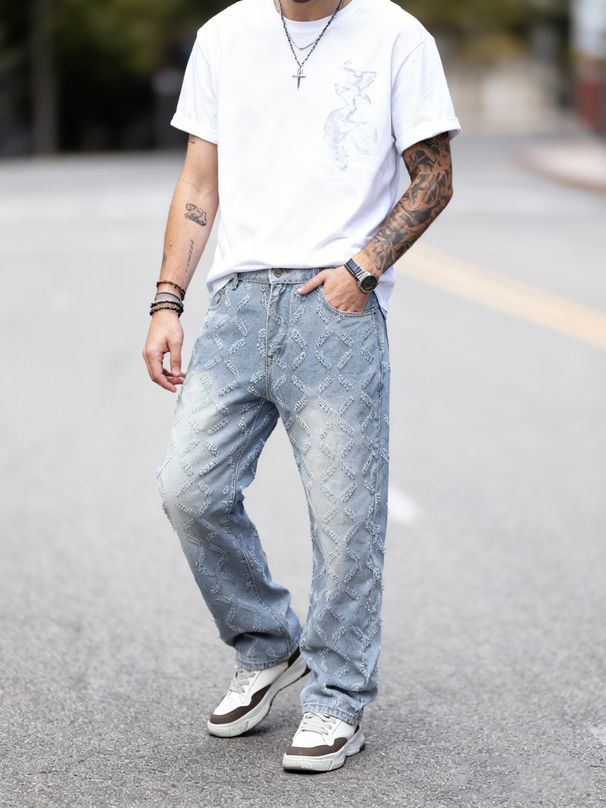 Men's Clothing Men's Retro American Style Jeans Trendy Brand Loose Straight Leg Pants Handsome Versatile Casual Trousers_mkmklike.com