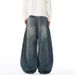 American High Street Scimitar Jeans Men's Washed Vintage Design Three-Dimensional Tailoring Loose Wide-Leg Pants_mkmklike.com