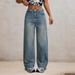 "Vintage High Waist Wide Leg Jeans For Women – Retro Korean Style, Loose Fit & Comfortable Cotton (Vintage Blue, XS-2XL)"_mkmklike.com
