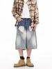 2025 American Retro Washing Water Gradual Change Hole Cropped Pants Men's Summer Trendy Brand Ruffian Handsome Fried Street High-end Jeans_mkmklike.com