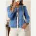 Women's Solid Color Denim Shirt Autumn 2026 European American Style Casual Versatile Pullover round Neck Puff Sleeve Top_mkmklike.com