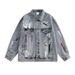 American Retro Paint Point Ripped Denim Jacket Men's Spring And Autumn Trendy Brand Loose Old Couple Jacket Top Women_mkmklike.com