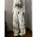 Vintage Y2K Aesthetic Oversized Tie-Dye Cargo Jeans For Men & Women - High Waist Wide Leg Streetwear Pants With Distressed Details (S-3XL)_mkmklike.com