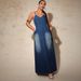 K Large Size Women's New Denim Camisole Long Dress_mkmklike.com
