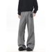 Grey Printed Distressed Flared Straight Leg Jeans For Men, Vibe Style, American Street Style, Structured Patchwork Floor Length Trousers_mkmklike.com