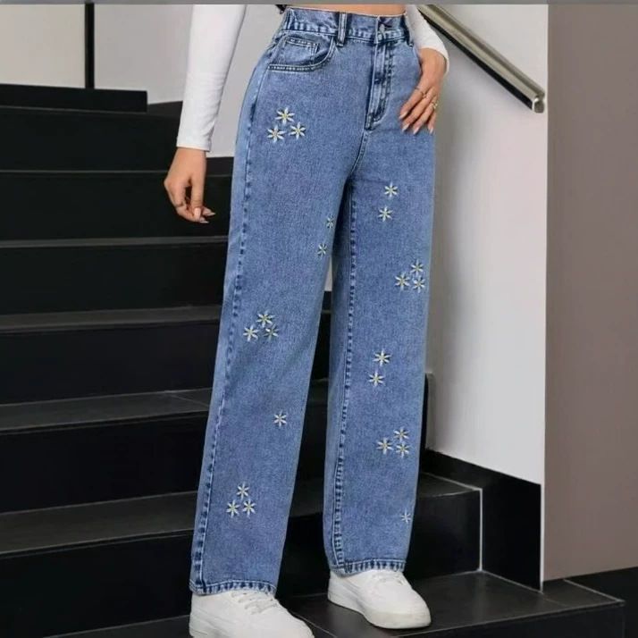 Retro Korean Style Slimming Wide Leg Jeans for Women Loose Fit Floor Length Trousers Trendy Denim_mkmklike.com