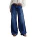 Women's High-Waisted Wide-Leg Jeans – Vintage Washed Denim With Multi-Button Detail For Casual & Streetwear_mkmklike.com
