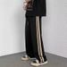 High Street Side Striped Ribbon Casual Pants Trendy Brand Loose American Retro Sports Straight Pants Men_mkmklike.com