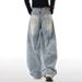 Women's Blue Wide Leg Jeans Loose Straight Leg Pants Versatile Embroidered Plus Size Regular Thickness Autumn Winter Style_mkmklike.com