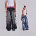Jade London Trendy Brand American Retro Graphic Print Washed Denim Jeans Hot Girls Wide Leg Trousers Women's Clothing_mkmklike.com