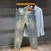 Men's Clothing Men's Slim Fit Stretch Washed Jeans - Vintage Yellow Straight Leg Ripped Denim Pants For Casual Wear Vintage Yellow Straight Leg_mkmklike.com