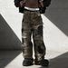 Men's Camo Print Distressed Jeans – Streetwear Straight-Leg Denim With Hand-Painted Details | Loose Fit & Low-Rise Design_mkmklike.com