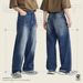 Men's Distressed Wide-Leg Jeans – Vintage Washed Denim Pants (Blue, S-XL)Men's Clothing_mkmklike.com