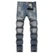 Men's Slim Fit Stretch Jeans - Vintage Washed Denim Pants With Comfortable Elastic Waist For Casual & Streetwear_mkmklike.com