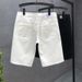 Men's Stretch Denim Shorts In White - Premium Slim Fit Korean Style Summer 5-Inch Inseam Casual Shorts_mkmklike.com