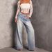 Women's Mid-Rise Wide Leg Jeans Retro Style Stamped Detailing Exclusive Cross Border Collection_mkmklike.com