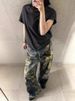 Men's Clothing Graffiti Destroyed 3D Digital Distressed Jeans American Street Niche Design Straight Loose Wide Leg Trousers_mkmklike.com