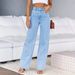 Women's Clothing Elastic Wide Leg Denim Trousers Fashion Washed Jeans_mkmklike.com