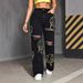 Unisex Hip-Hop Embroidered Jeans – Oversized Straight-Leg Denim Pants With 3D Print – Streetwear Essentials_mkmklike.com