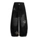 American High Street Lace-Up Denim Wide-Leg Men's Niche Design Five-Pointed Star Personalized Patch Embroidery Scimitar_mkmklike.com