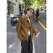 Vintage Suede For Women Spring And Autumn 2025 New High-end Small Size Turn-down Collar Loose Casual Jacket Top_mkmklike.com