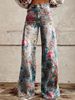 Ladies Eye‑Catching Y2k Flare Bottoms, Vintage Washed Star All‑Over Print High Waist Wide Leg Pants, Multiple Available Hues_mkmklike.com