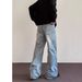 Unisex American Retro Washed Whiskered Jeans Loose Straight Leg Lightning Crackle Pattern Versatile Men's Denim_mkmklike.com