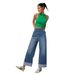 2025 Spring New European and American Cross border Fashion High waist Trousers Hem Straight Jeans Women's Casual Wide leg Pants_mkmklike.com