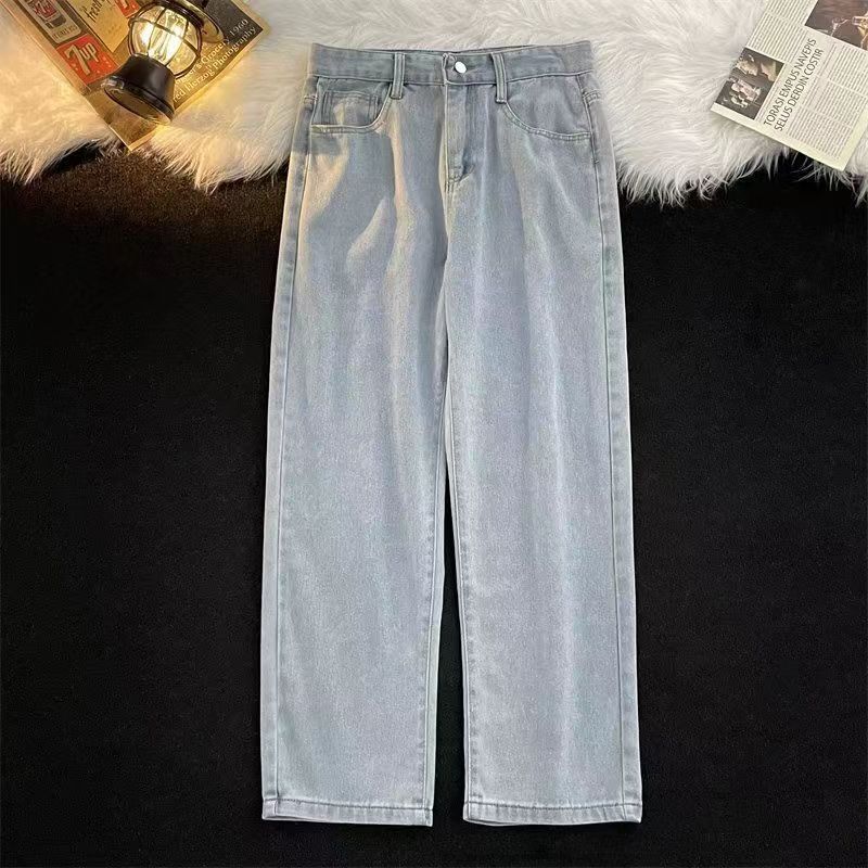 Men's Clothing Summer Washed Retro Jeans Loose Straight Leg Men's Trendy Boyfriend Style Wide Leg Flowing Pants_mkmklike.com