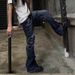 Men's Retro Button Down Jeans Color Block Whiskered Straight Leg Slim Fit Casual Long Pants_mkmklike.com