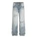 Distressed Washed Gradient Denim Men's Punk Trendy Floor-Length Frayed Vintage Wide-Leg Straight Pants_mkmklike.com