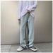 Men's Retro Style Loose Fit Denim Jeans Fashion Cropped Simple Design_mkmklike.com