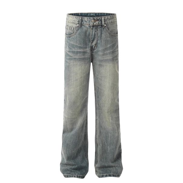 Men's Clothing High Street Cleanfit Old Ink Splashed Jeans For Men And Women Loose Straight Casual Niche Retro Pants Trend_mkmklike.com