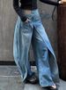 Women's Clothing Y2K Style Retro Deconstructed Reversible Wide Leg Jeans For Women._mkmklike.com