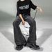 Nordmann Black Gray Jeans Men High Street Vintage Trend Hip Hop Floor Length BF American Style Straight Loose Casual Pants_mkmklike.com