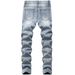 Men's Summer Thin Skinny Jeans Casual Trendy Mid-Waist Wide Leg Pants Non-Stretch Cotton Black Gray Blue Long Fit Jeans_mkmklike.com