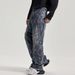 American Style Dirty Wash Split Deconstructed Jeans Men's High Street Trendy Brand Straight Pants Loose Design Wide-Leg_mkmklike.com